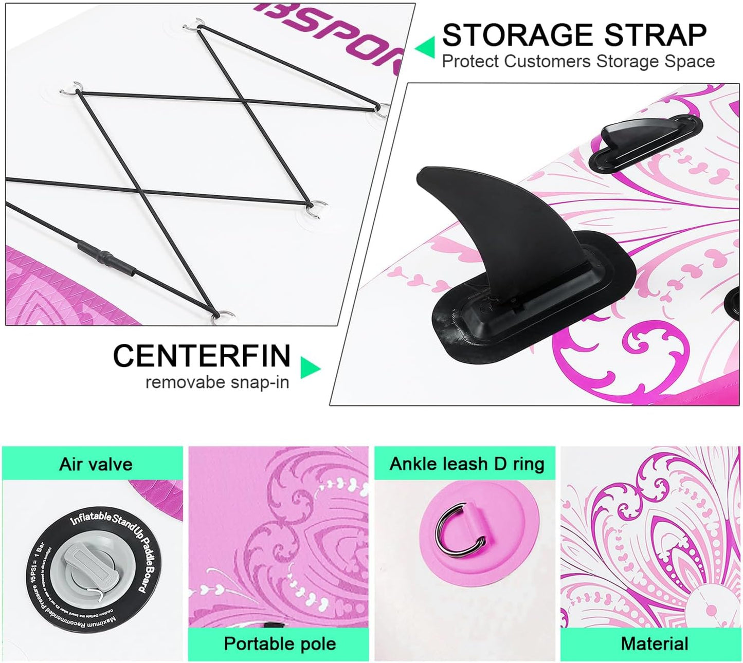 FBSPORT 11' Premium Stand Up Paddle Board, Yoga Board with Durable SUP Accessories & Carry Bag | Wide Stance, Surf Control, Non-Slip Deck, Leash, Paddle and Pump for Youth & Adult