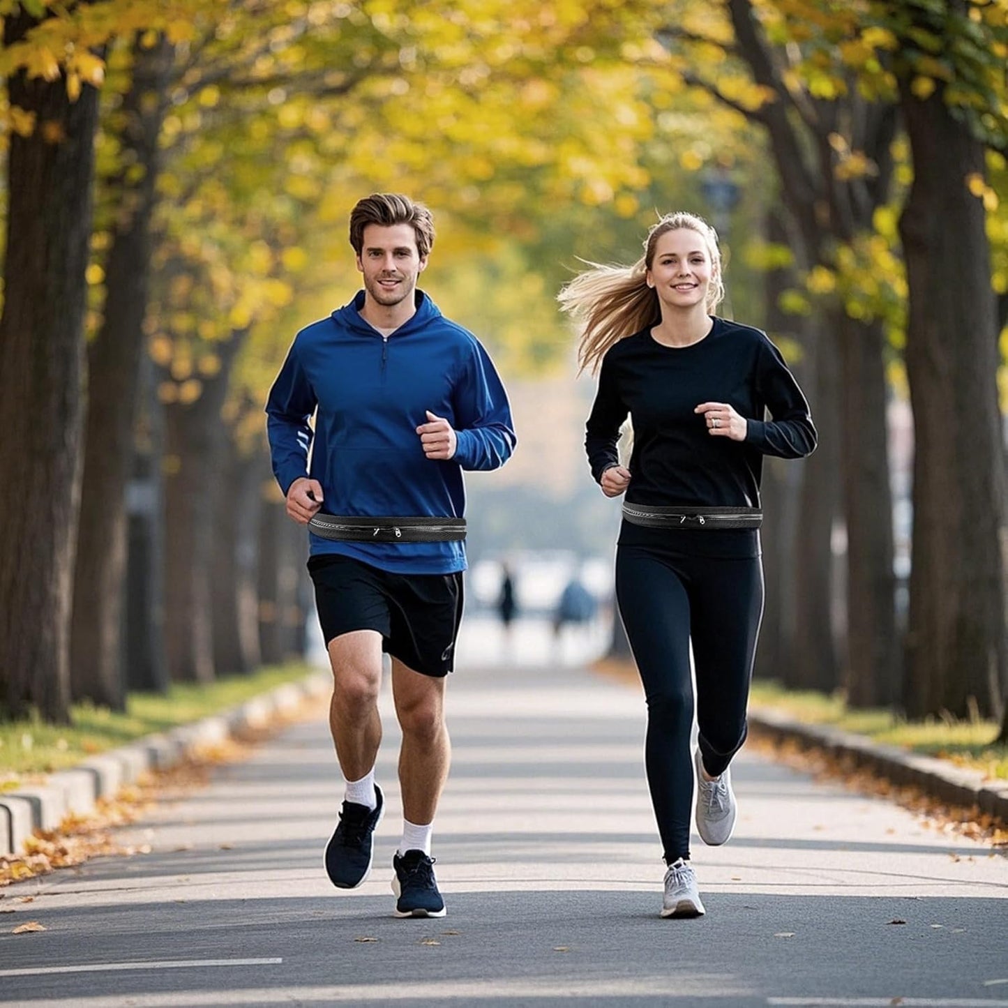 Slim Running Belts for Women Men - Running Phone Holder Fanny Pack for Key, Accessories Fits ALL Cell Phones, Black