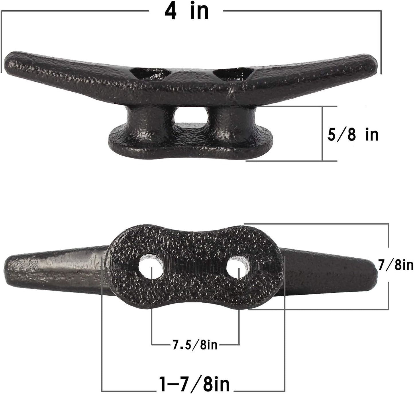 4 inch Dock Cleats 4/6/8/12/16/20/24 Pack,Boat Dock Cleats Rope Cleat Marine Cleats Iron Boat Cleats with Hardware ldeal for Deck,Nautical Decor,Cleats for Boat Dock,Boat Tie Down Cleats