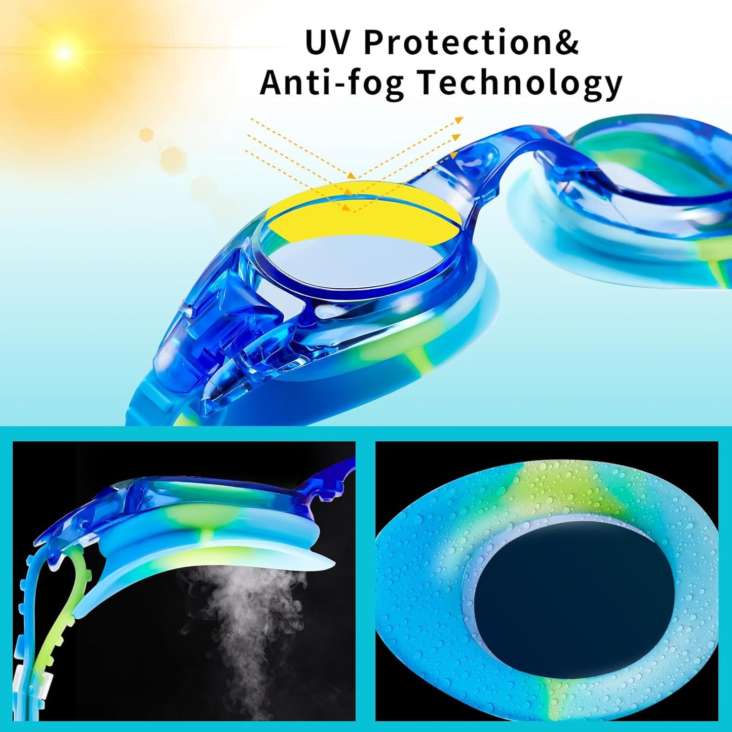 Aegend 2 Pack Kids Goggles, Swimming Goggles for Kids Age 4-16 Boys and Girls Youth, Anti-Fog Waterproof Anti-UV Pool Goggles