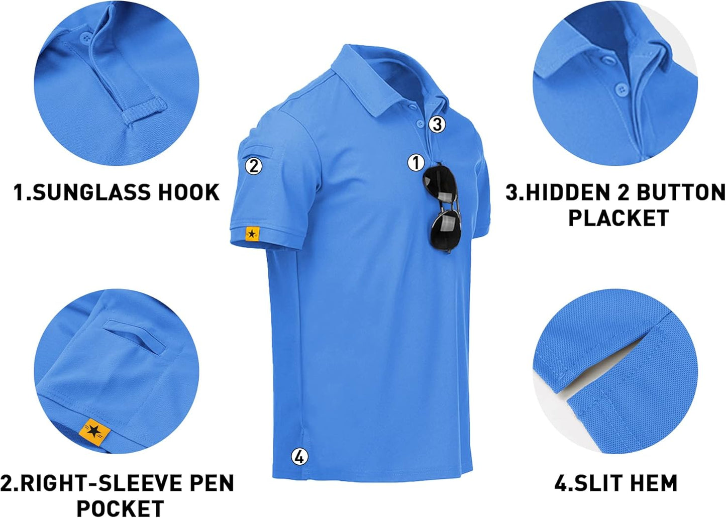 V VALANCH Mens Polo Shirts Short Sleeve Moisture Wicking Golf Polo Athletic Collared Shirt Tennis T-Shirt Tops