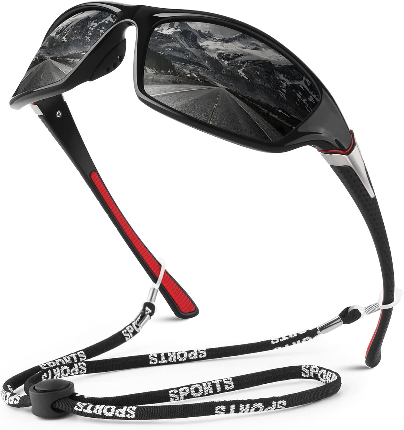 Polarized Sports Sunglasses for Men Women,Fishing Driving Rectangular Goggles UV400 Protection