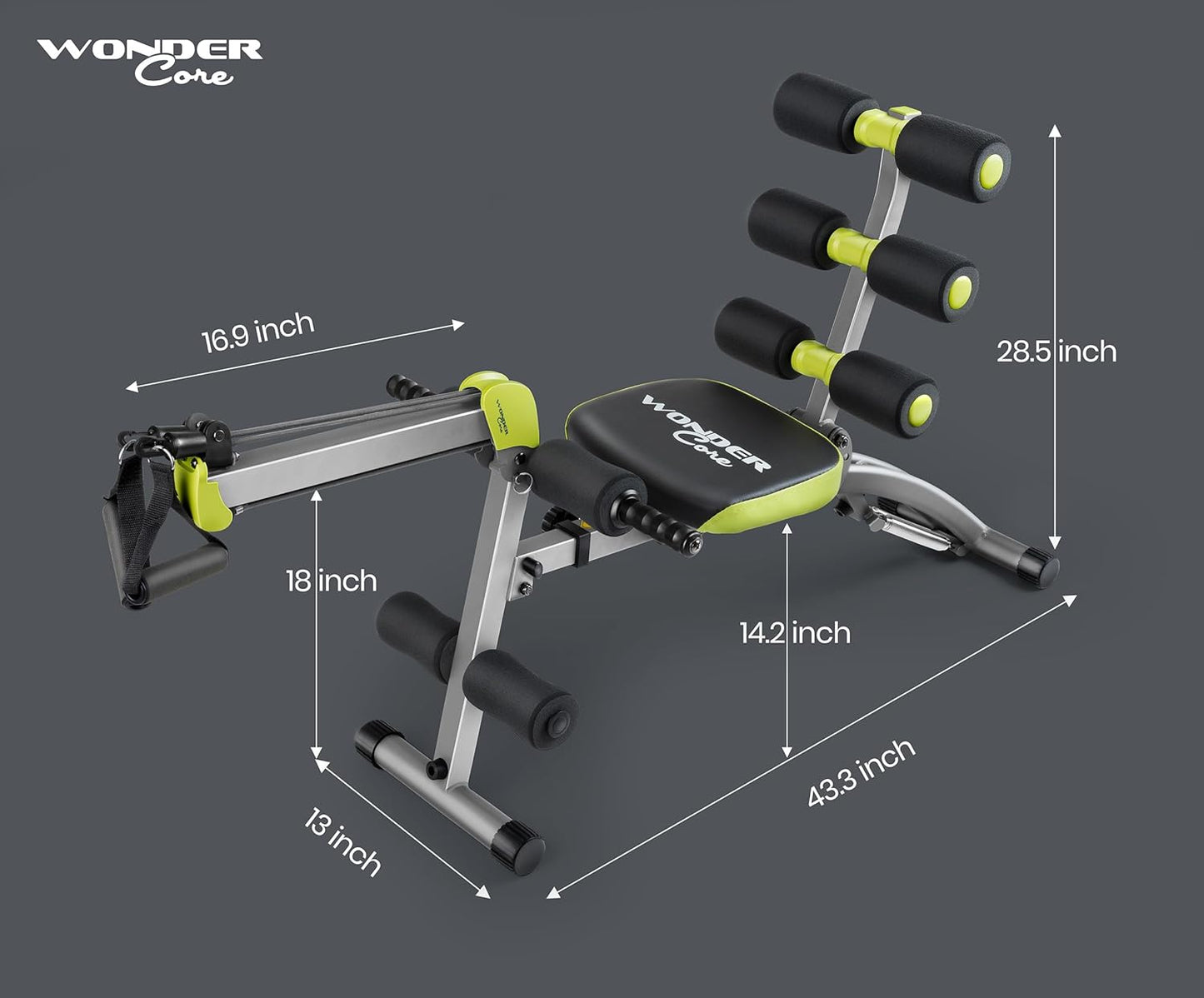 WONDER CORE 2 Total Gym Machine, Ab Workout Equipment, Adjustable Ab Machine for Stomach Workout, Sit Up Exercise Equipment for Home Workouts, Abdominal Trainer, Ab Lounger Exercise Chair