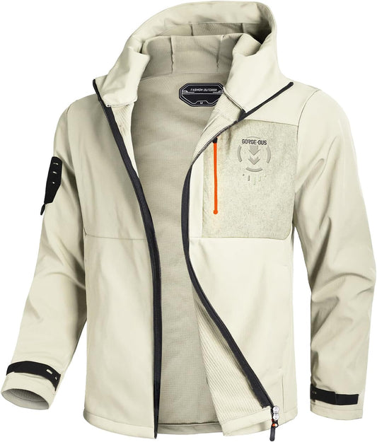 GEMYSE Men's Lightweight Rain Jacket Waterproof Raincoat Hooded Softshell Windbreaker for Outdoor Hiking Travel