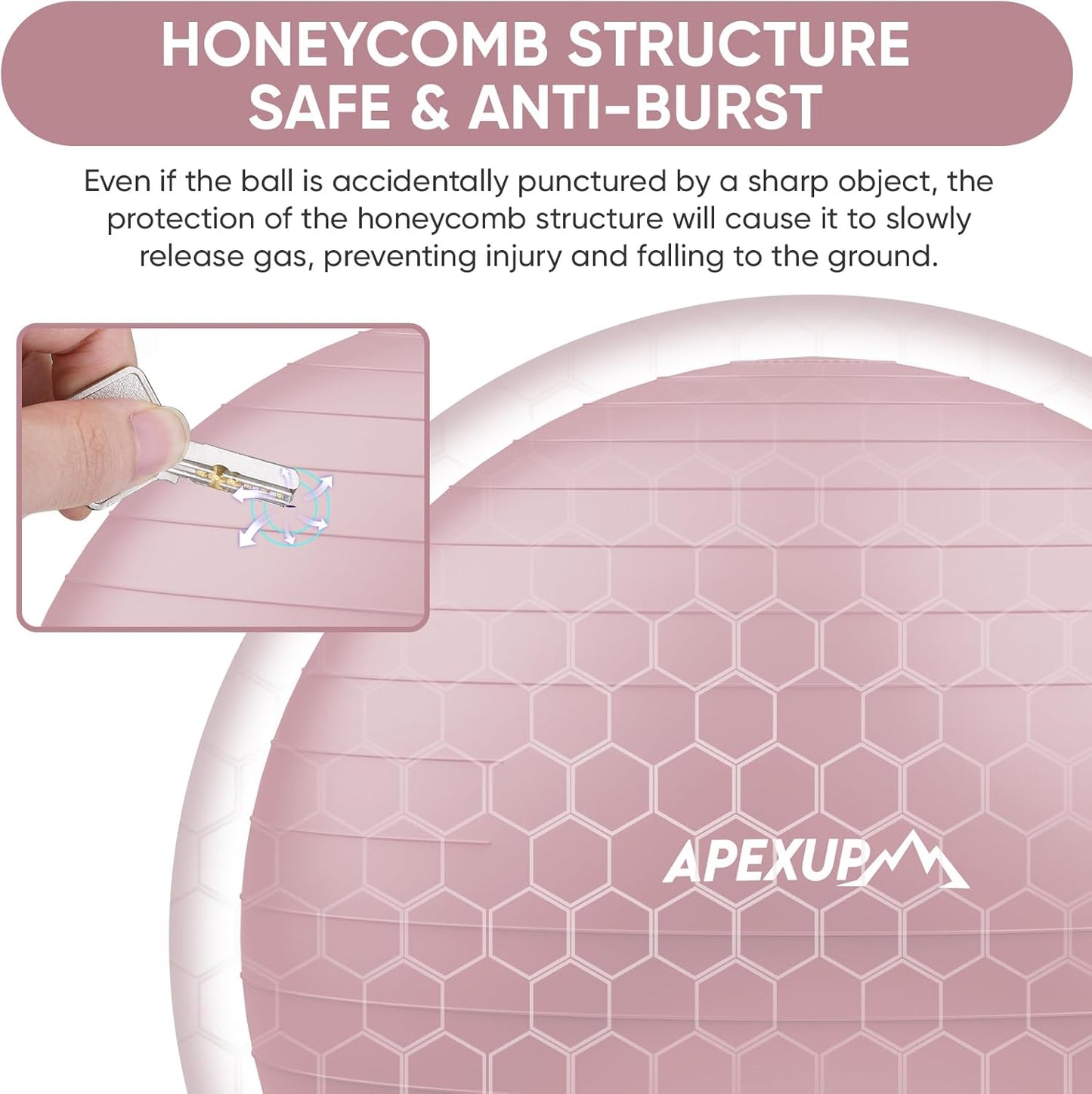 APEXUP Yoga & Pilates Ball - Anti Slip Heavy Duty Gym Ball for Fitness, Balance & Core Workout