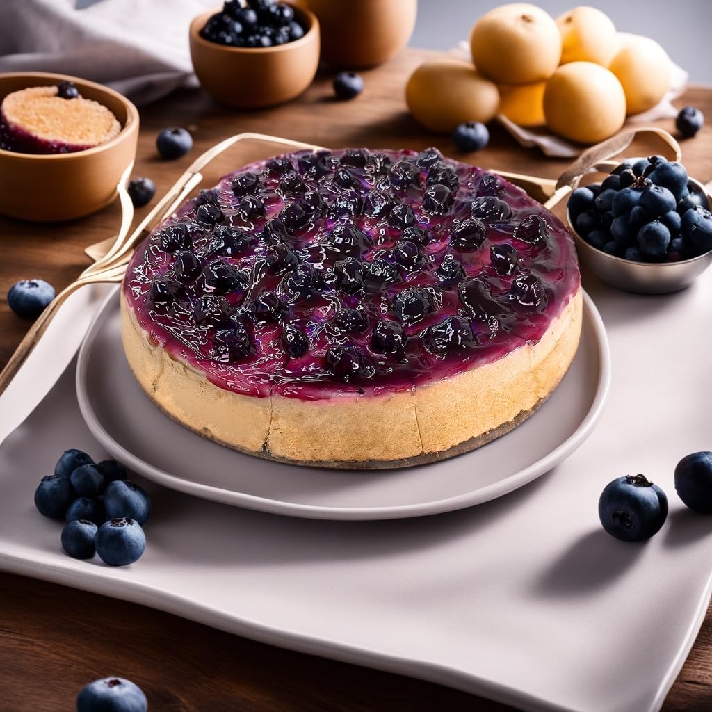 Andy Anand Sugar Free Blueberry Cheesecake 9" - Fresh California Cream Cheese, Amazingly Delicious, Diabetic Friendly, Traditional Recipe Handmade New York Style, Rich & Silky (2 lb)