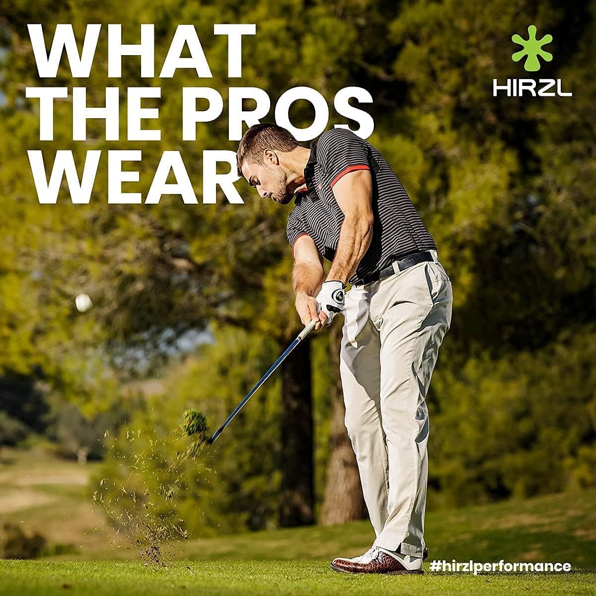 HIRZL Trust Control 2.0 Golf Glove, All Weather Mens Golf Glove, White/Black, Kangaroo Leather Palm, Cabretta Leather Backhand, Trusted by Pro’s, Sweat Free, Ultimate Grip