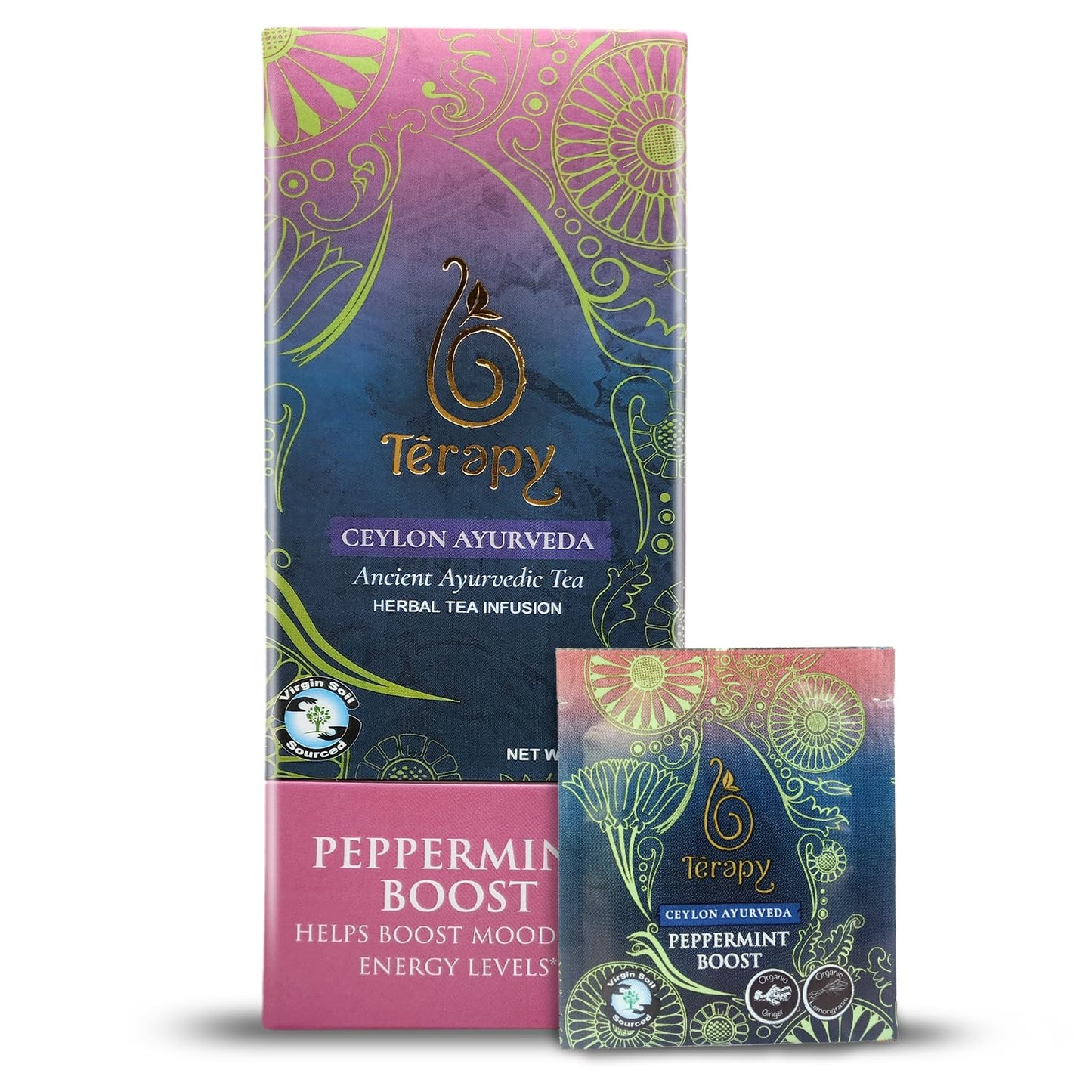 Térapy Ceylon Peppermint Tea | All Natural Herbal Ingredients | 100% Organic Peppermint Tea Bags Individually Wrapped | Eco-friendly & Unbleached Herbal Tea Bags | 20 Count