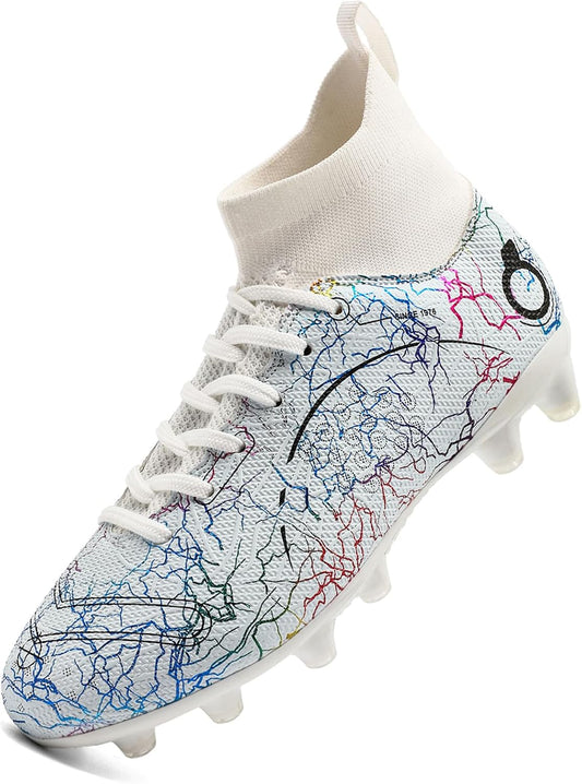 Boys' Soccer Shoes Kids Firm Ground Soccer Cleats Girls Athletic Sneakers Outdoor Turf Football Shoes for Little/Big Kid