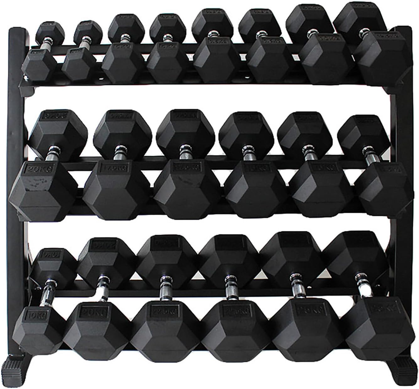 350-550 lbs Rubber Hex Dumbbells with Rack Free Weight for Home Gym, Durable Rubber Dumbbell with Storage,Coated Cast Iron Weight Strength Training Dumb bell Exercise Fitness Equipment