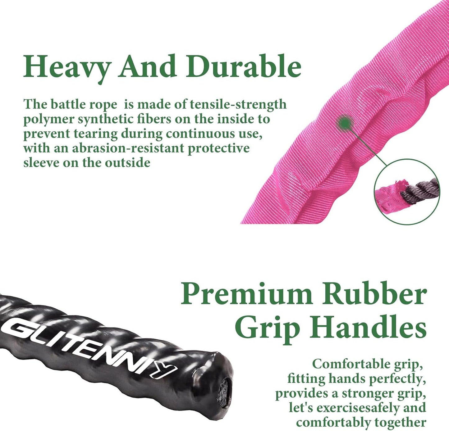 Battle Ropes Pink Workout Rope 1.5inch Battle Ropes for Home Gym 30ft Exercise Ropes for Working Out Heavy Ropes for Exercise Training Weighted Rope Weighted Workout Rope Battle Rope