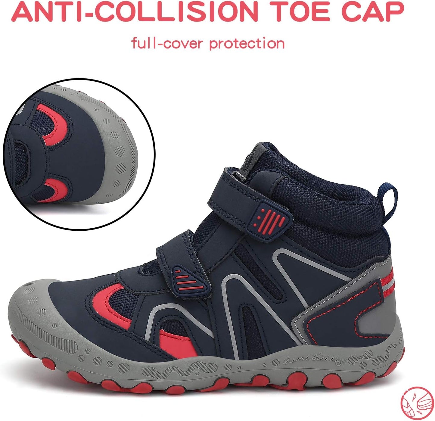 Mishansha Kids Water Resistant Hiking Boots, Boys Girls Anti Collision Anti-Skid Athletic Outdoor Adventure Trekking Shoes