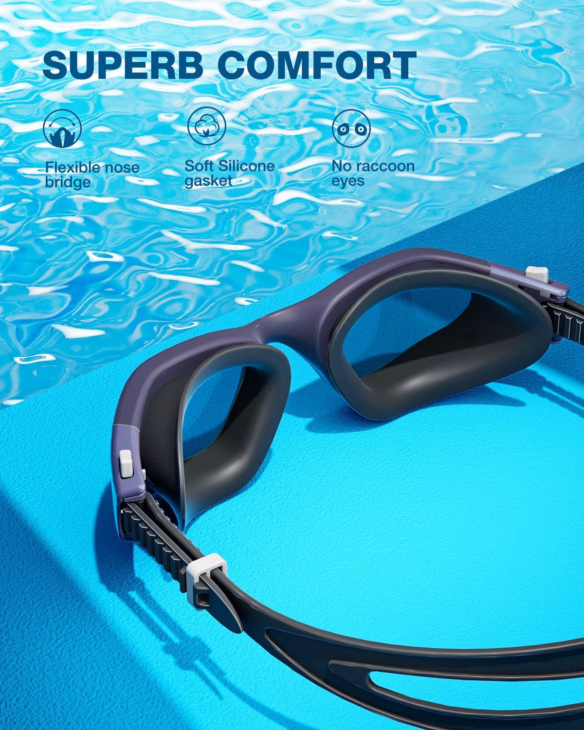 ZIONOR Swim Goggles, G1 SE Swimming Goggles Anti-fog for Adult Men Women