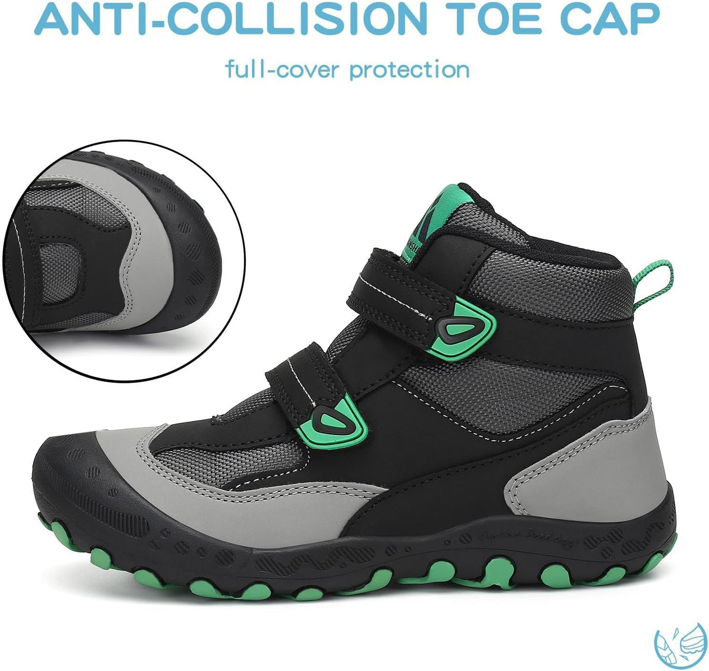 Mishansha Kids Water Resistant Hiking Boots, Boys Girls Anti Collision Anti-Skid Athletic Outdoor Adventure Trekking Shoes