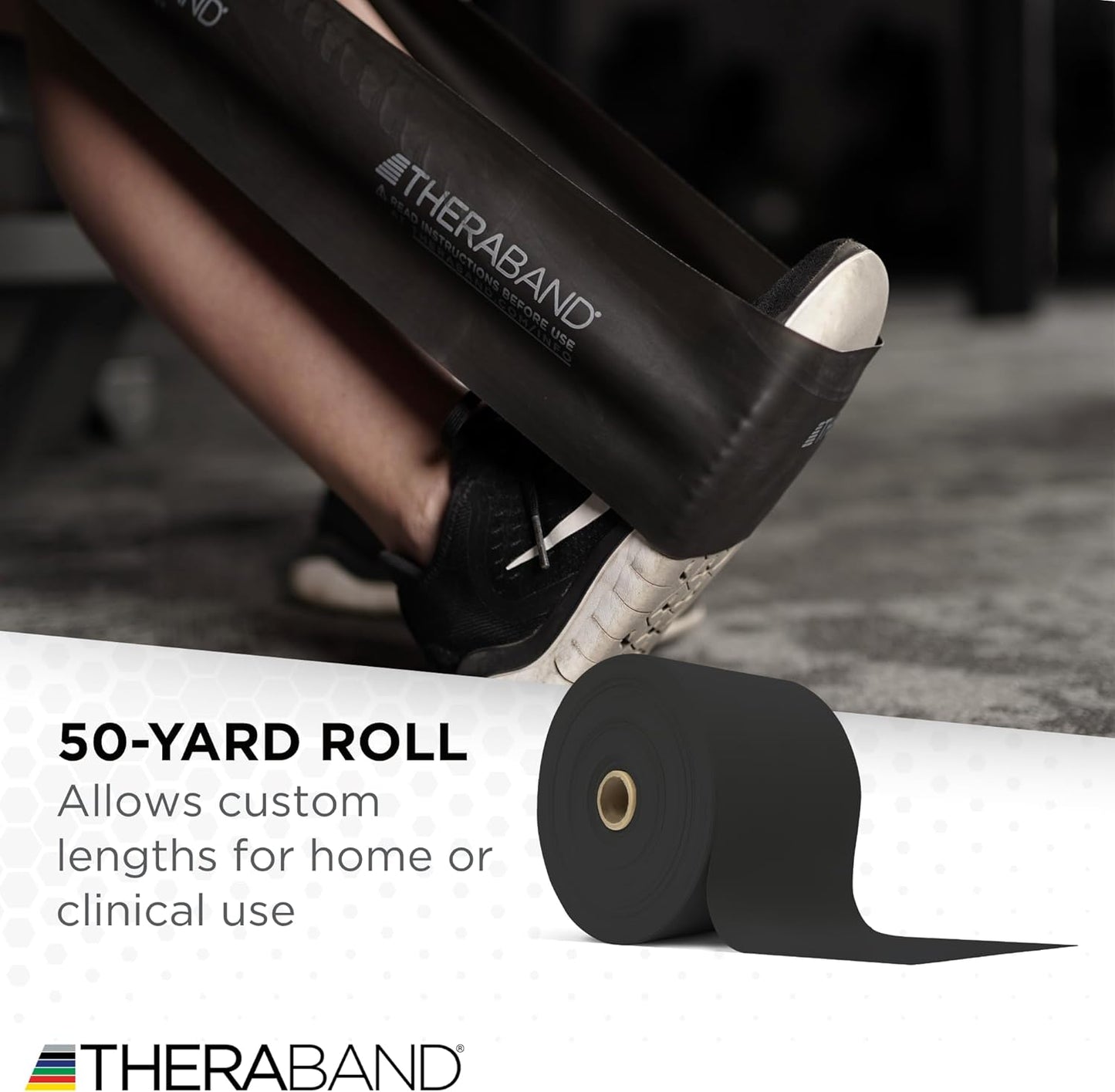 THERABAND Resistance Bands, 50 Yard Roll Professional Latex Elastic Fitness Band For Upper & Lower Body & Core Exercise, Physical Therapy, Pilates, Yoga, Stretching, Home Workouts, & Rehab