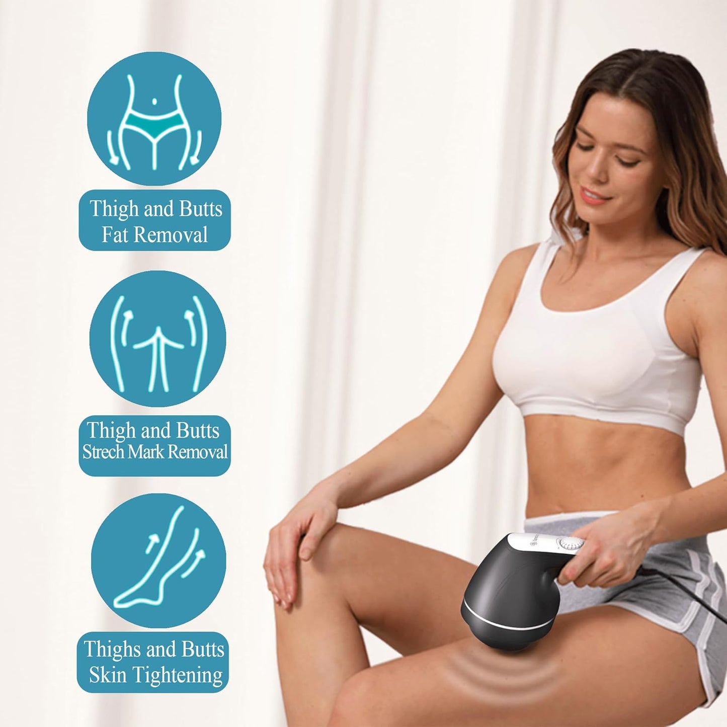 Body Sculpting Machine, Handheld Cellulite Massager, Body Shaper for Women,Lymphatic Drainage Massage for Stomach Belly Thighs Arm Butts with 8 Massage Heads Attachment 2 Mesh Covers