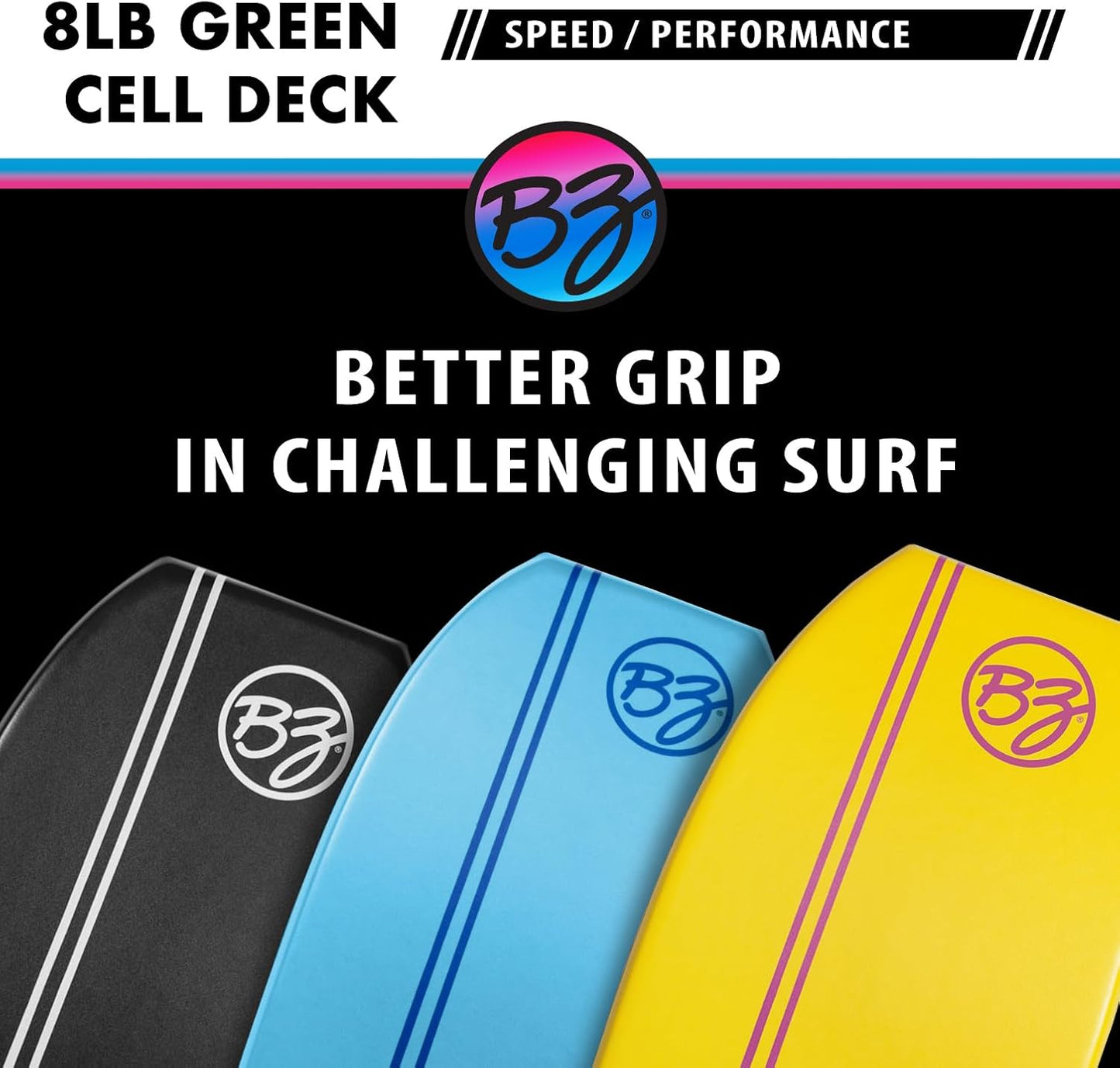 BZ BodyBoards - T-10 Progressive Series Bodyboard - HDPE Slick - Crescent Tail - PHUZION Core - 8lb Deck