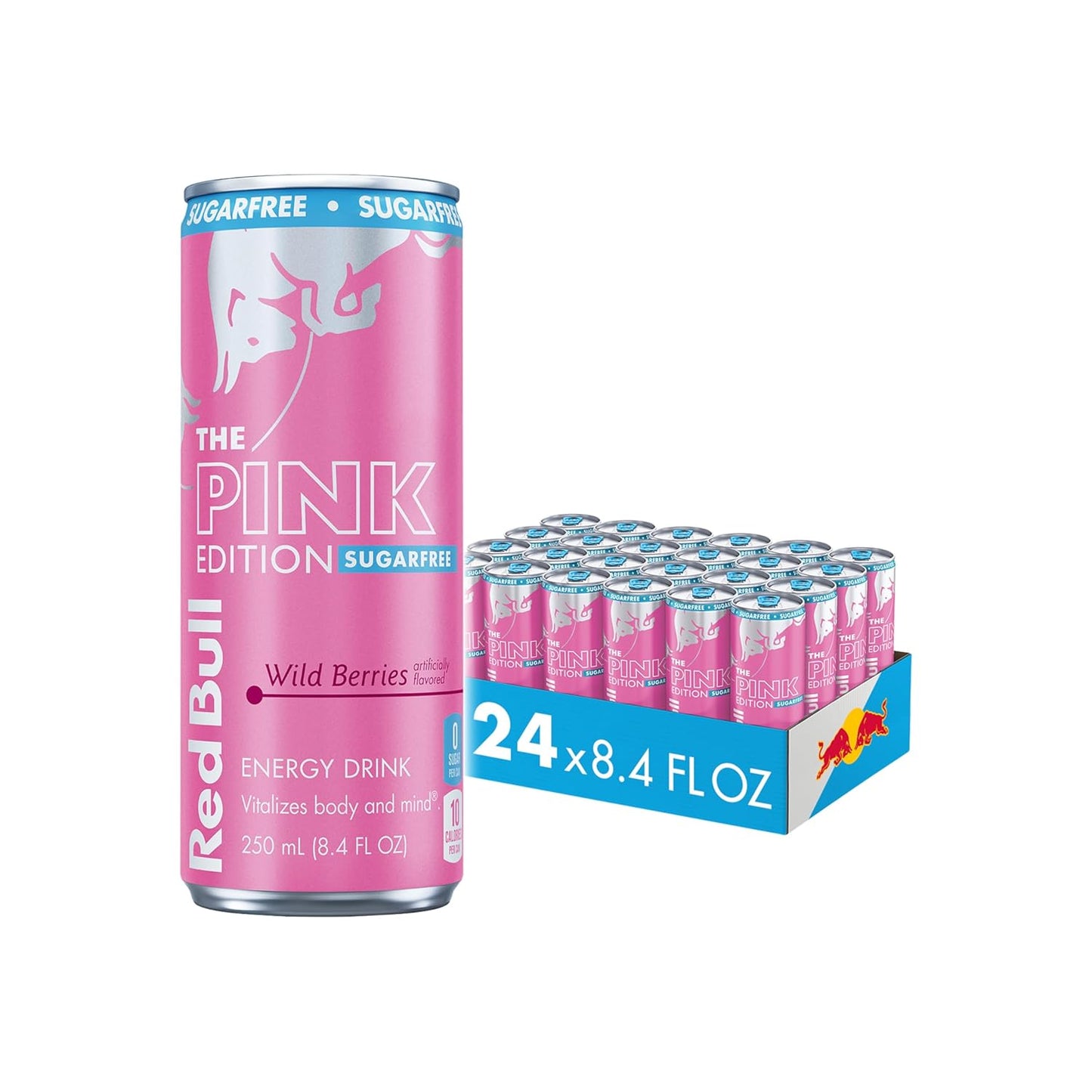 Red Bull Pink Edition Sugar Free Energy Drink, Wild Berries, 8.4 fl. oz., Case of 24 cans, with 80mg Caffeine, Taurine & B Vitamins