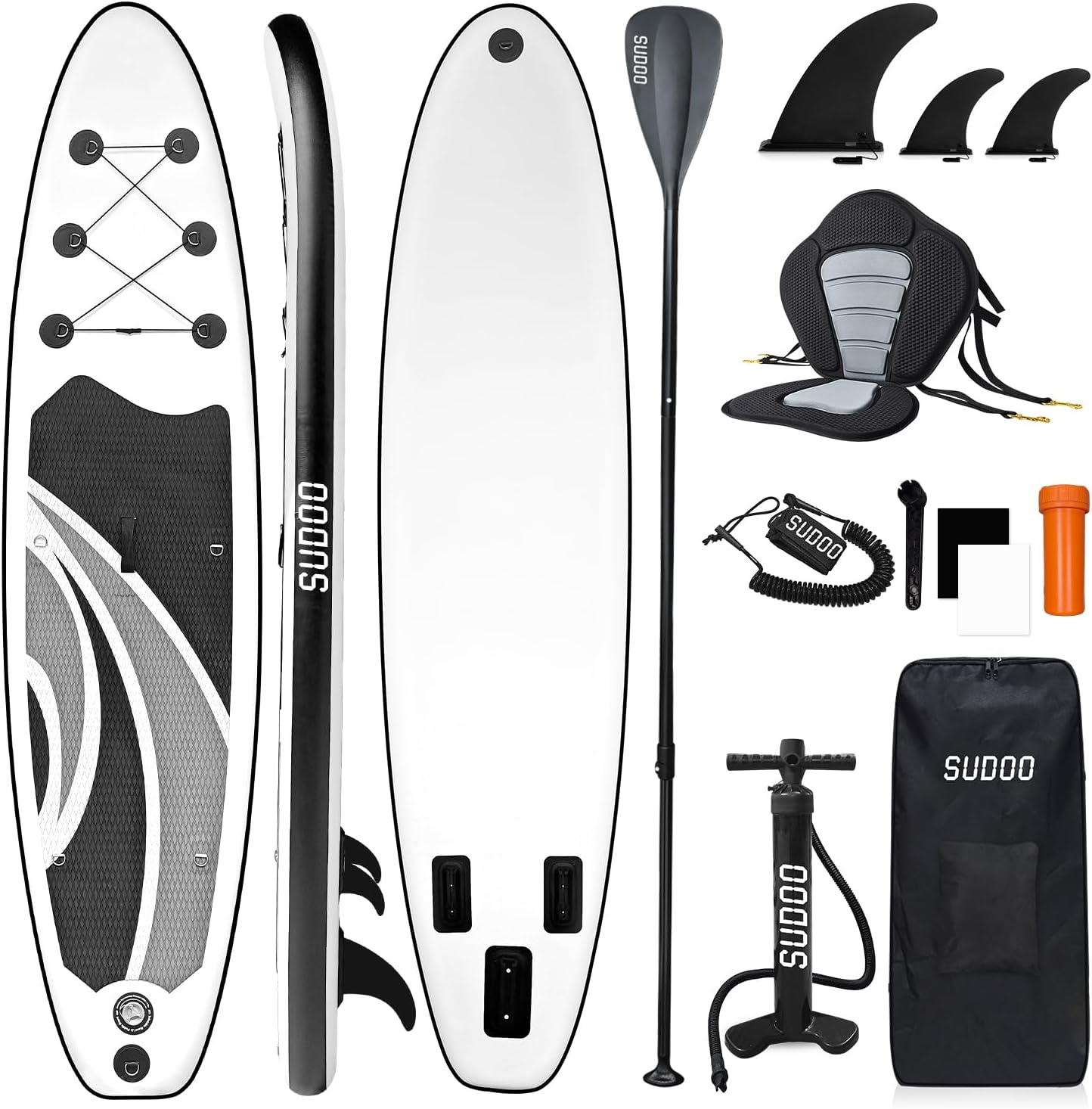 Inflatable Stand Up Paddle Board 10‘x30‘‘- Ultra-Light SUP with Backpack, Pump, Paddle, Coil Leash, 3 Fins, Repair Kit, Stable Design, Non-Slip EVA Deck for Adults & Youth