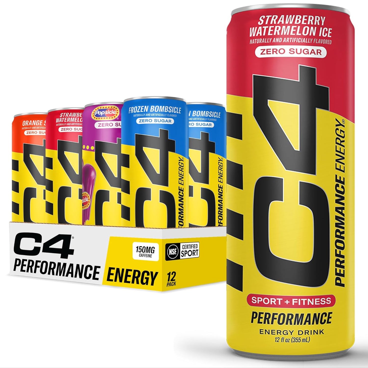 C4 Energy Drinks Variety Pack, Sugar Free Pre Workout Performance Drink With No Artificial Colors or Dyes, Zero Calorie, Coffee Substitute or Alternative, 4 Flavor Variety 12 Pack