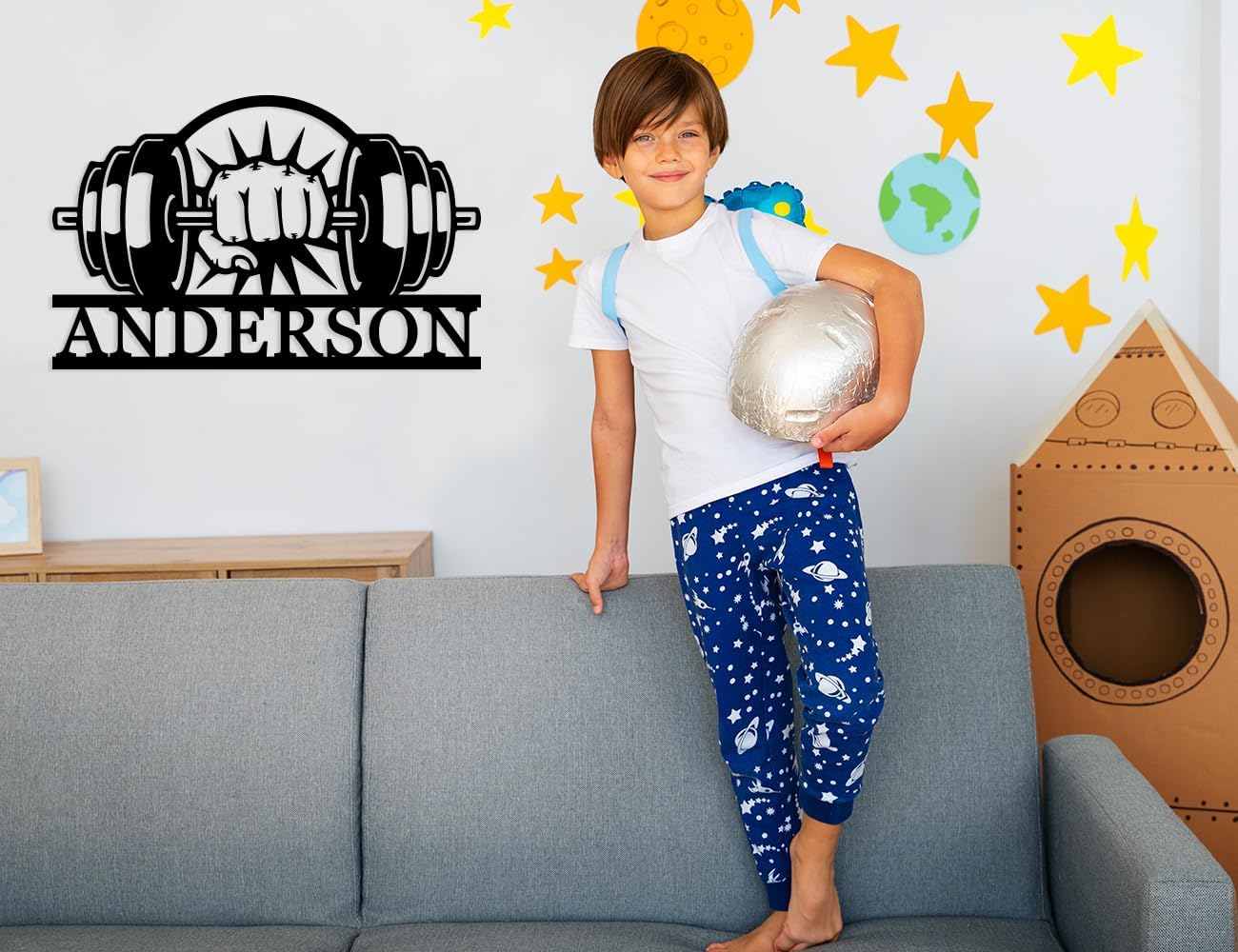 Personalized Last Name Sign for Home, Home Gym Sign, Fitness Name Signs, Custom Gym Metal Signs, Gift for Dad, Birthday Gift