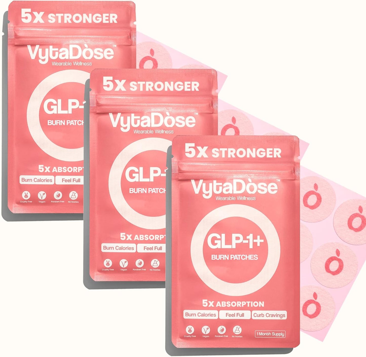 GLP1 Patches | 5X Stronger Formula | 12 Hour Extended Hunger Support | Berberine, Pomegranate, Green Tea, L-Glutamine | New & Improved Kind of GLP-1 Patches | 3 Pack