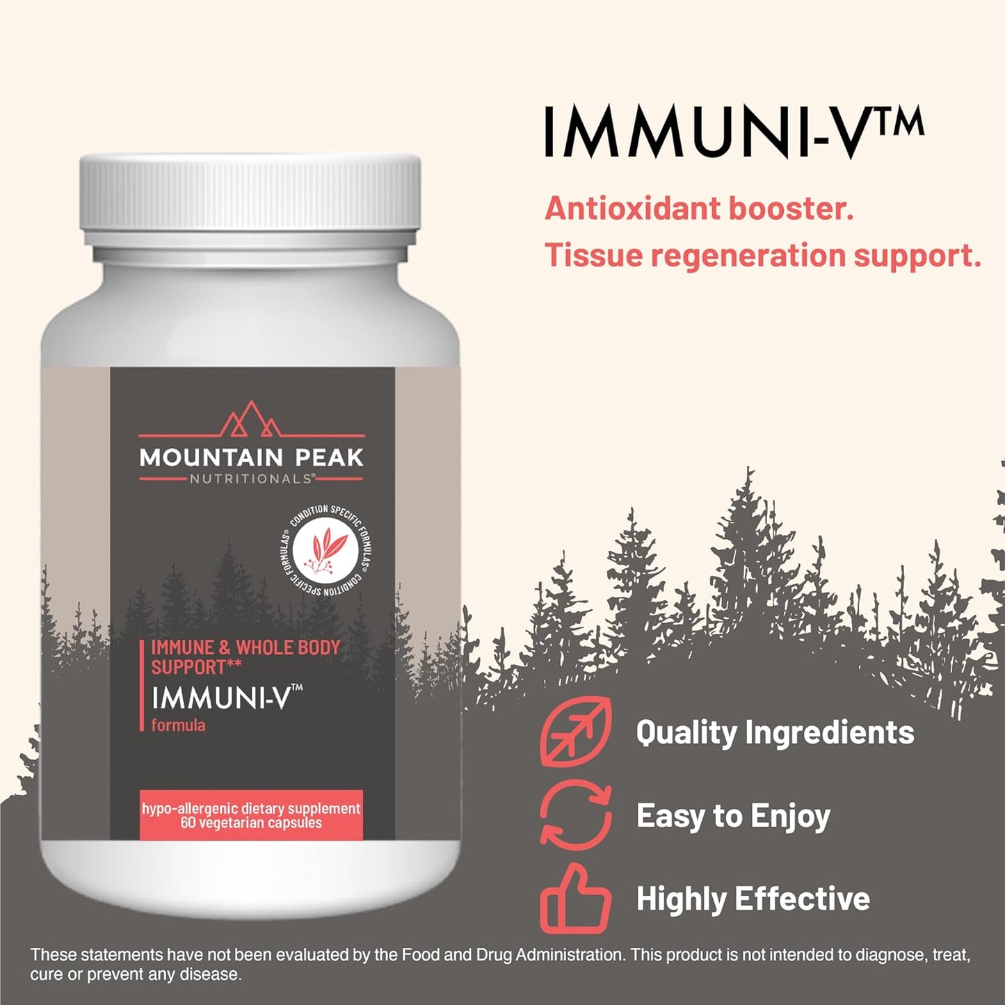 Mountain Peak Nutritionals Immuni-V - Immune System & Whole Body Support Supplement - Natural Antioxidant Booster with Humic Acid, Olive Extract, & Elderberry (60 Vegetarian Capsules)