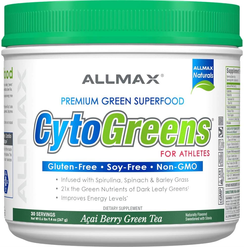 ALLMAX Nutrition - Cytogreens Super Greens Powder, Infused with Spirulina, Spinach & Barley Grass, Supports Immune & Digestive Health, Gluten Free & Vegan, 30 Servings (Acai Berry Green Tea)