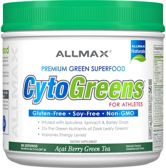 ALLMAX Nutrition - Cytogreens Super Greens Powder, Infused with Spirulina, Spinach & Barley Grass, Supports Immune & Digestive Health, Gluten Free & Vegan, 30 Servings (Acai Berry Green Tea)