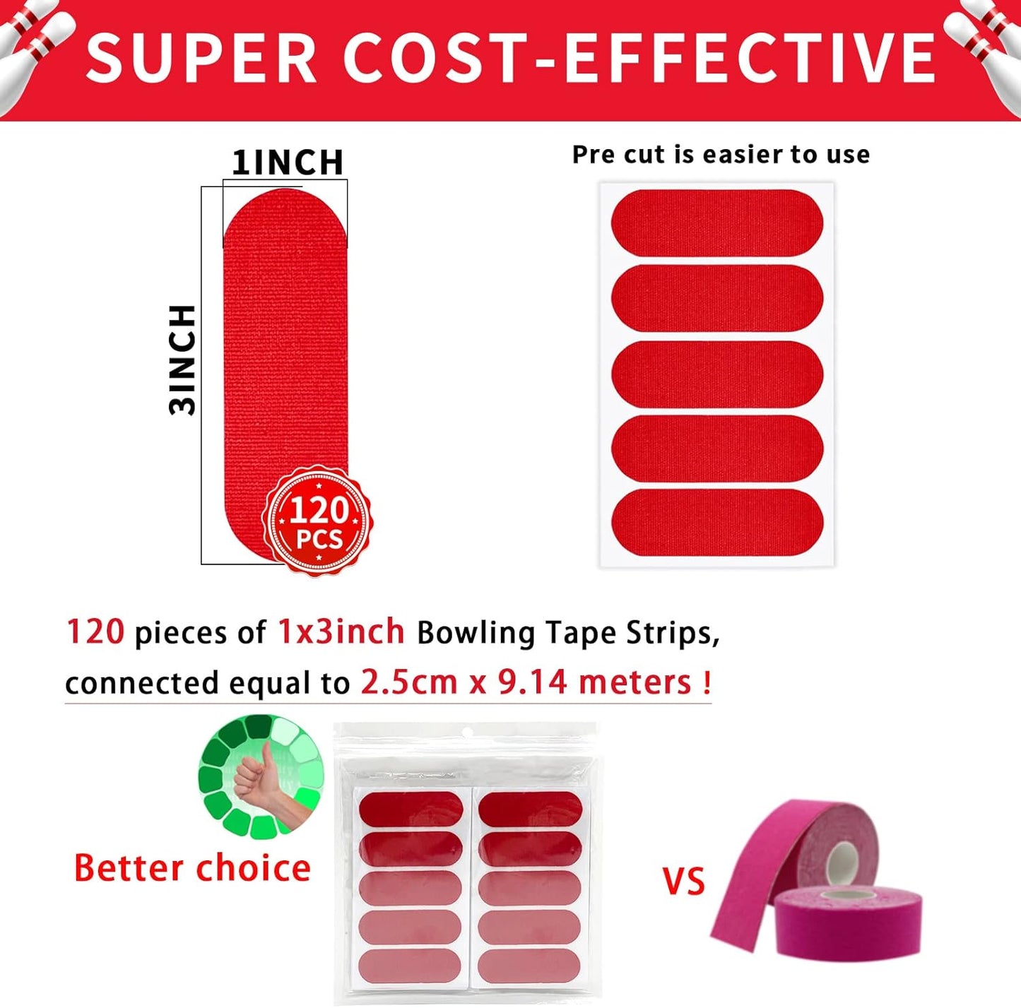 Birllaid 120PCS Bowling Thumb Tape Bowling Finger Tape Bowling Tape Thumb for Bowlers, Bowling Accessories for Men Women