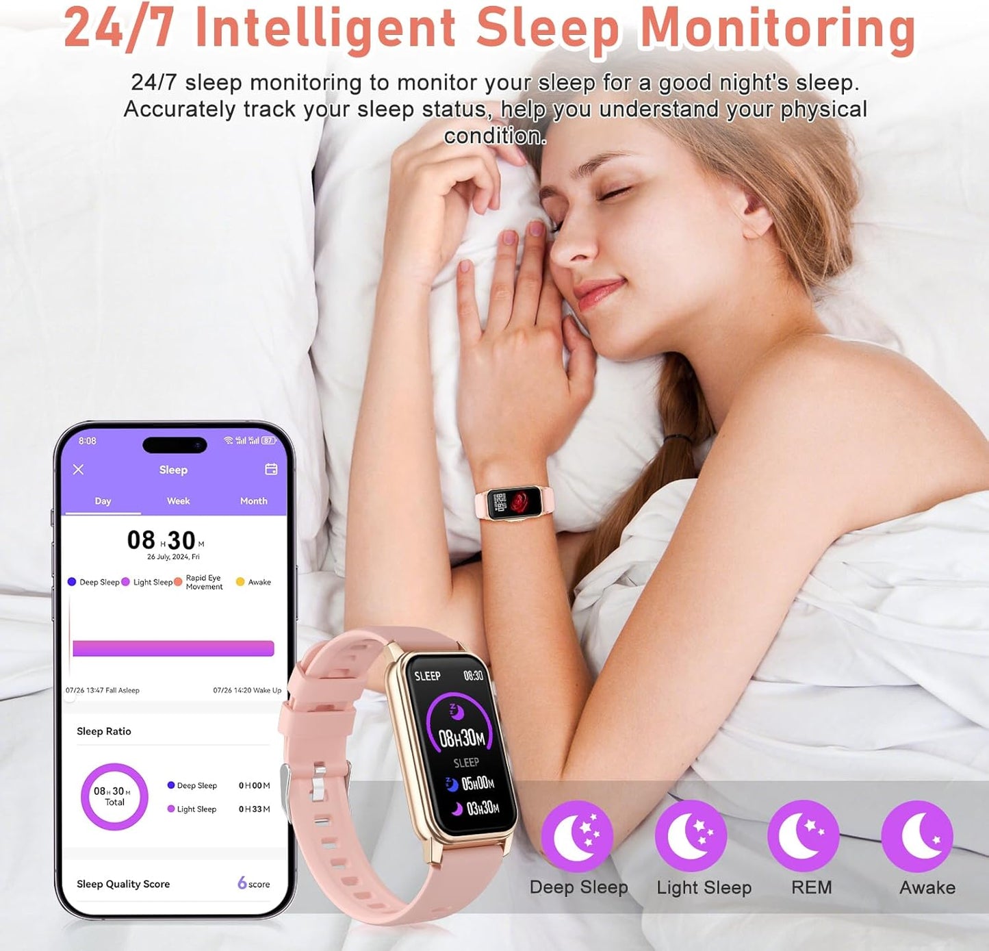 Fitness Tracker with Step Counter/Calories/Stopwatch, Activity Tracker, Health Tracker with Heart Rate Monitor, Sleep Tracker,1.47'' Touch Color Screen, Pedometer Watch for Women Men Kids