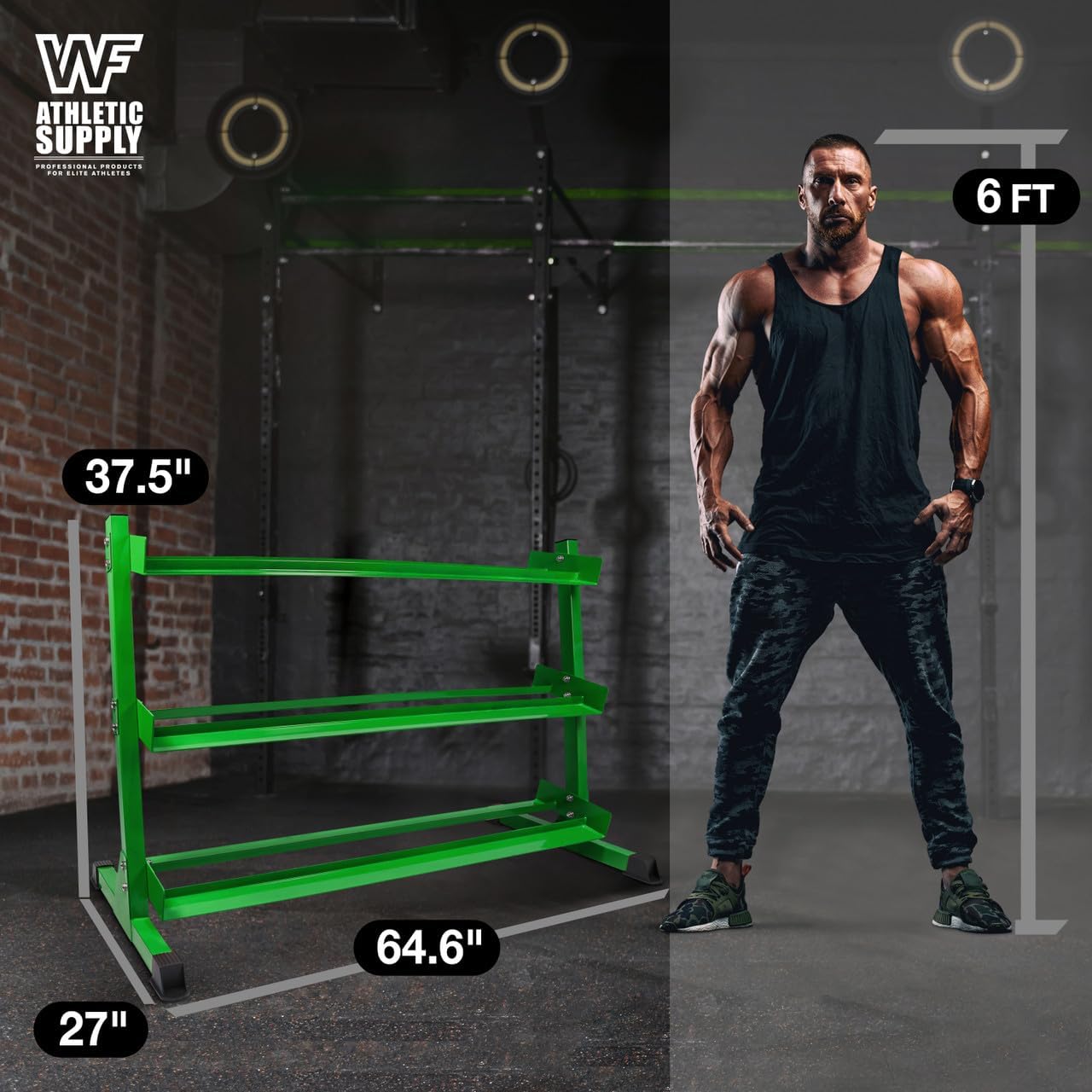 WF Athletic Supply Heavy-Duty Dumbbell Rack Stand, Weight Rack for Home Gym, Weight Holder, Available Sizes for Storage 5-50LB or 5-75LB Dumbbell Pairs, Black/Red/Green/Blue, RACK ONLY