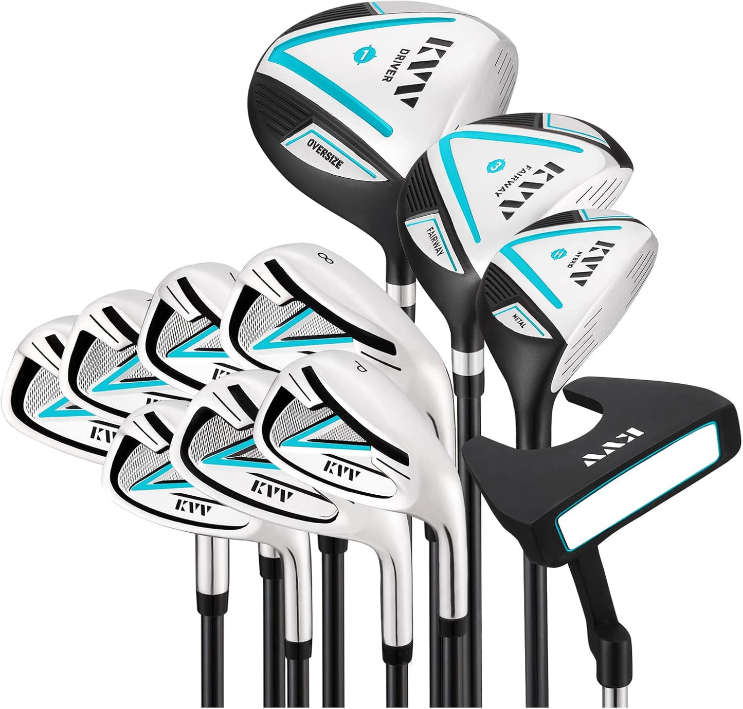 KVV Premium Right Hand Golf Club Set 11-Piece Set for Women, Including Driver, Fairway, Hybrid, 5#-P# Irons, Putter Steel Shaft Regular Flex Golf Clubs, with/Without Golf Bag