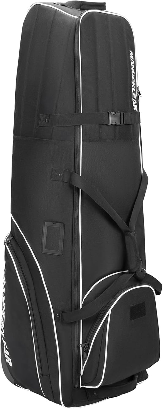 MANUEKLEAR 1680D Nylon Travel Golf Bags Club for Airlines with Wheels, Golf Travel Bags for Airlines with Padded Top, Golf Travel Case Cover with 3 Large Pocket for Golfer