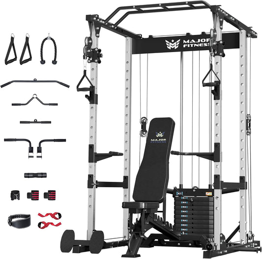 MAJOR FITNESS Drone1 Power Cage - Multi-Function Power Rack for Home Gym, Squat Rack, Cable Crossover System, for Strength Training, Heavy-Duty Steel Construction