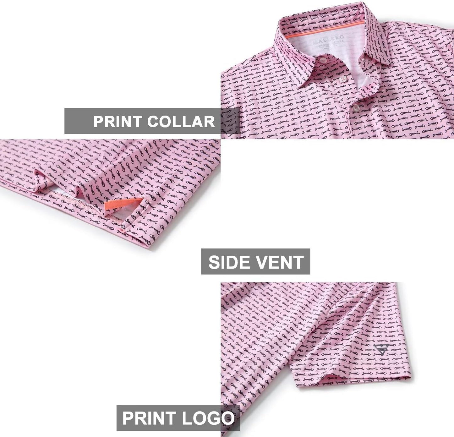 Men's Golf Polo Shirts Short Sleeve Striped Performance Moisture Wicking Dry Fit Golf Shirts for Men