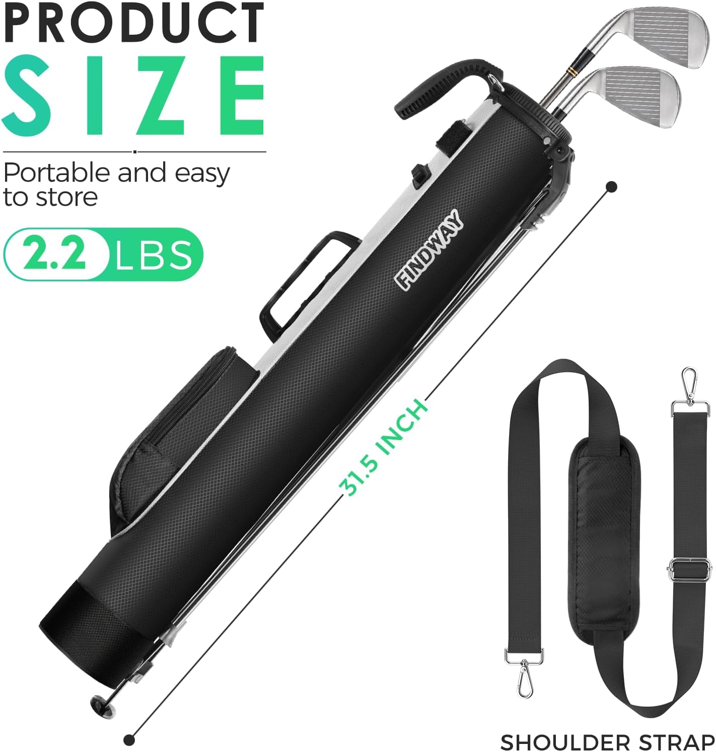 Findway Golf Stand Bag, Small Golf Bag for The Driving Range, Par 3 and Executive Courses, Lightweight Golf Club Carry Bag with Ball Holder and Pockets for Men Women