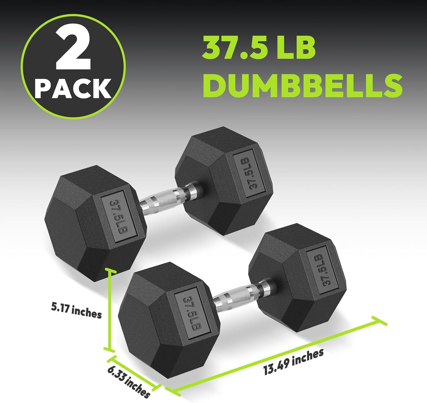 Hex Dumbbell Set 2.5-400 lb, Rubber Encased Exercise & Fitness Dumbbells, Weights Dumbbells Set of 2, Hand Weight for Strength Training