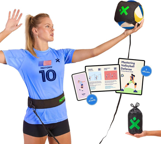 MOTOMY™ Volleyball Training Equipment Aid ‘VolleyPal’ – Solo Rebounder Trainer for Serve, Spike, Set & Pass; Indoor and Outdoor Practice Gear Gifts for Beginners & Experts