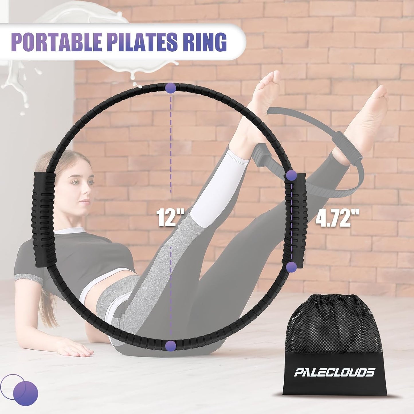 Pilates Ring, 13.5"/12" Silicone Magic Circle with Training Poster & Portable Bag, Pilates Ring Circle for Inner Thigh Workout, Yoga, Lose Weight & Physical Therapy for Women