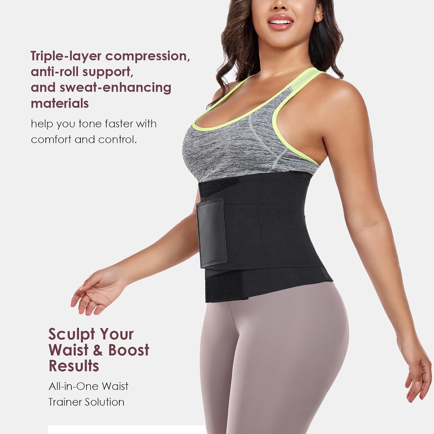 Waist Trainer for Women Waist Cincher Trimmer Ab Belt Tummy Control Body Shaper with Triple Wrap