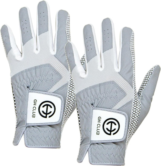 Men's Polyurethane Non-Slip Synthetic Leather Golf Gloves Two Left Hand Gloves Two Pack