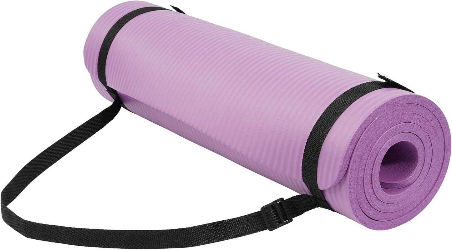 Yoga Mat, 1/2-Inch Extra Thick High Density Exercise Mat, Anti-Tear Exercise Yoga Mat with Carrying Strap, Suitable for Various Yoga Exercises