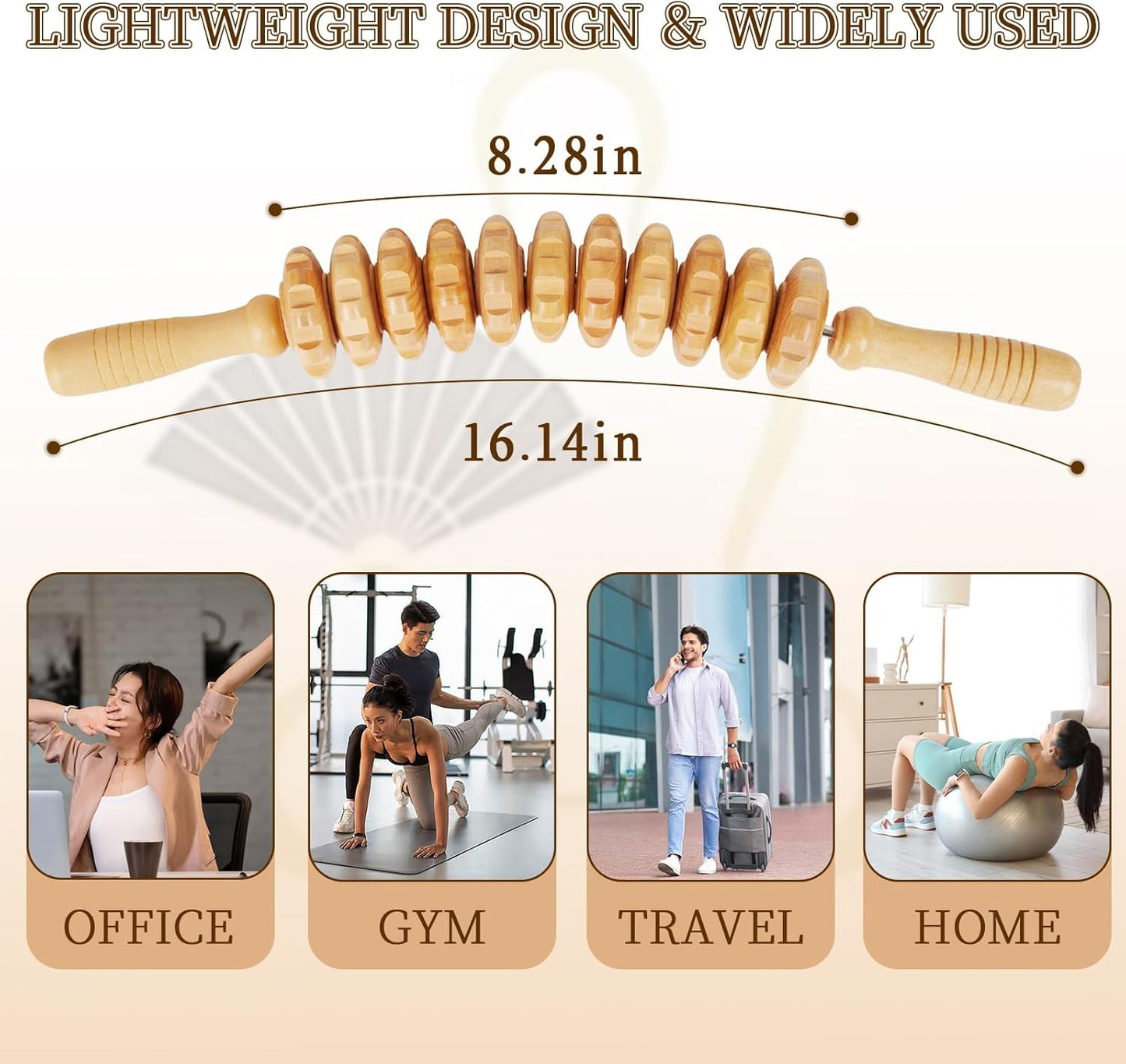 Liitrton Wood Therapy Fasci Massage Tools, Curved Wooden Massage Roller Cellulite Reduction and Muscle Tension (Wood)