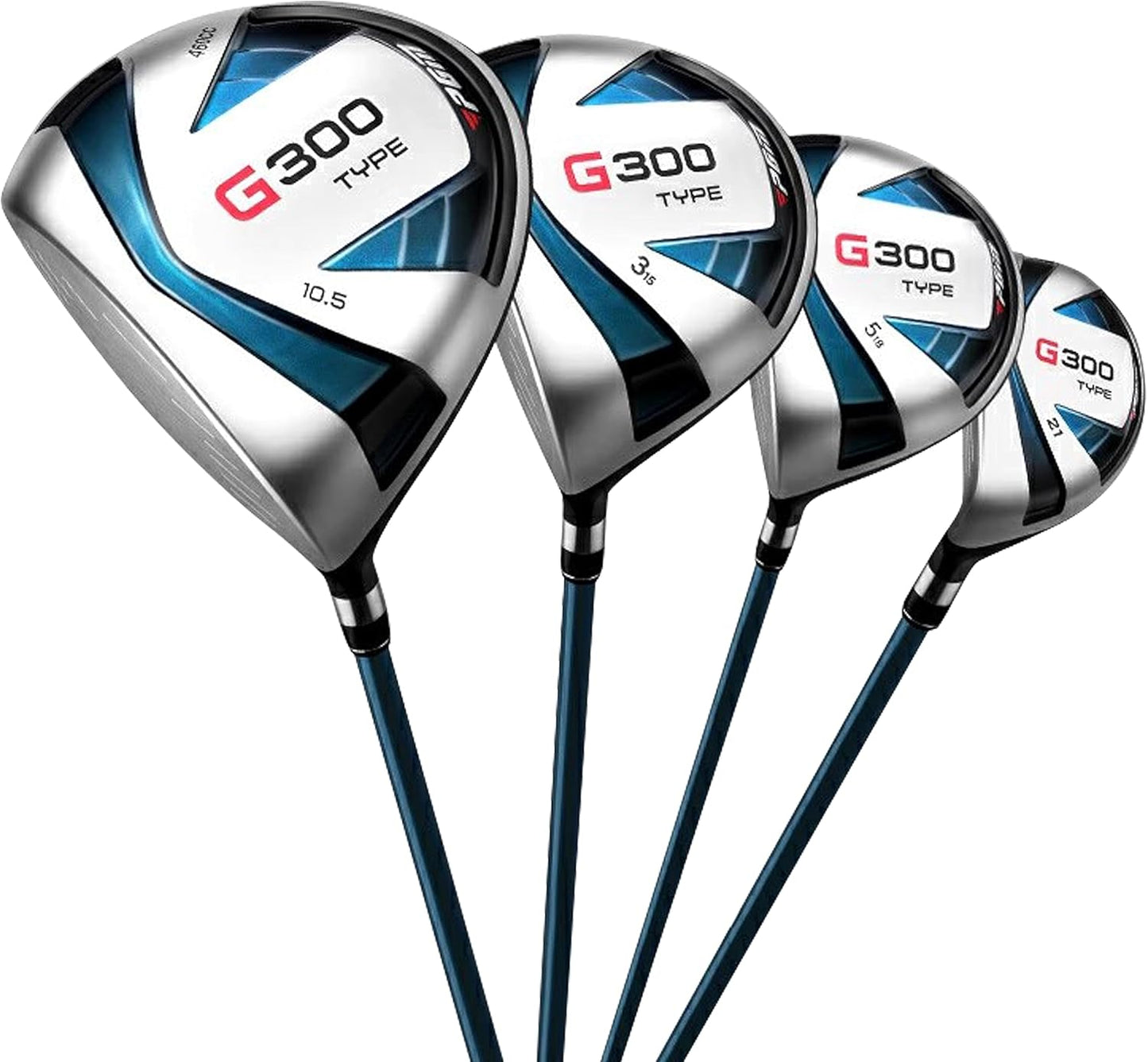 PGM Men's G Type Complete Golf Club Set - Titanium #1 Driver, Draw-Biased Hybrid, High-Strength Iron Set, High Forgiveness Putter, with Stand Bag