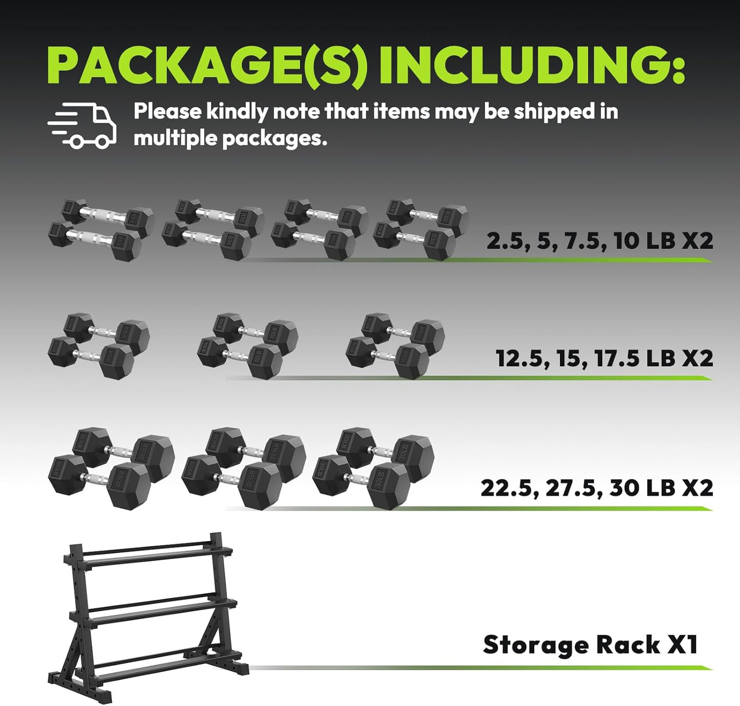 Hex Dumbbell Sets with Rack, 300-670 lb Rubber Encased Exercise & Fitness Dumbbells Set, Hand Weight for Strength Training, Weight Dumbbells