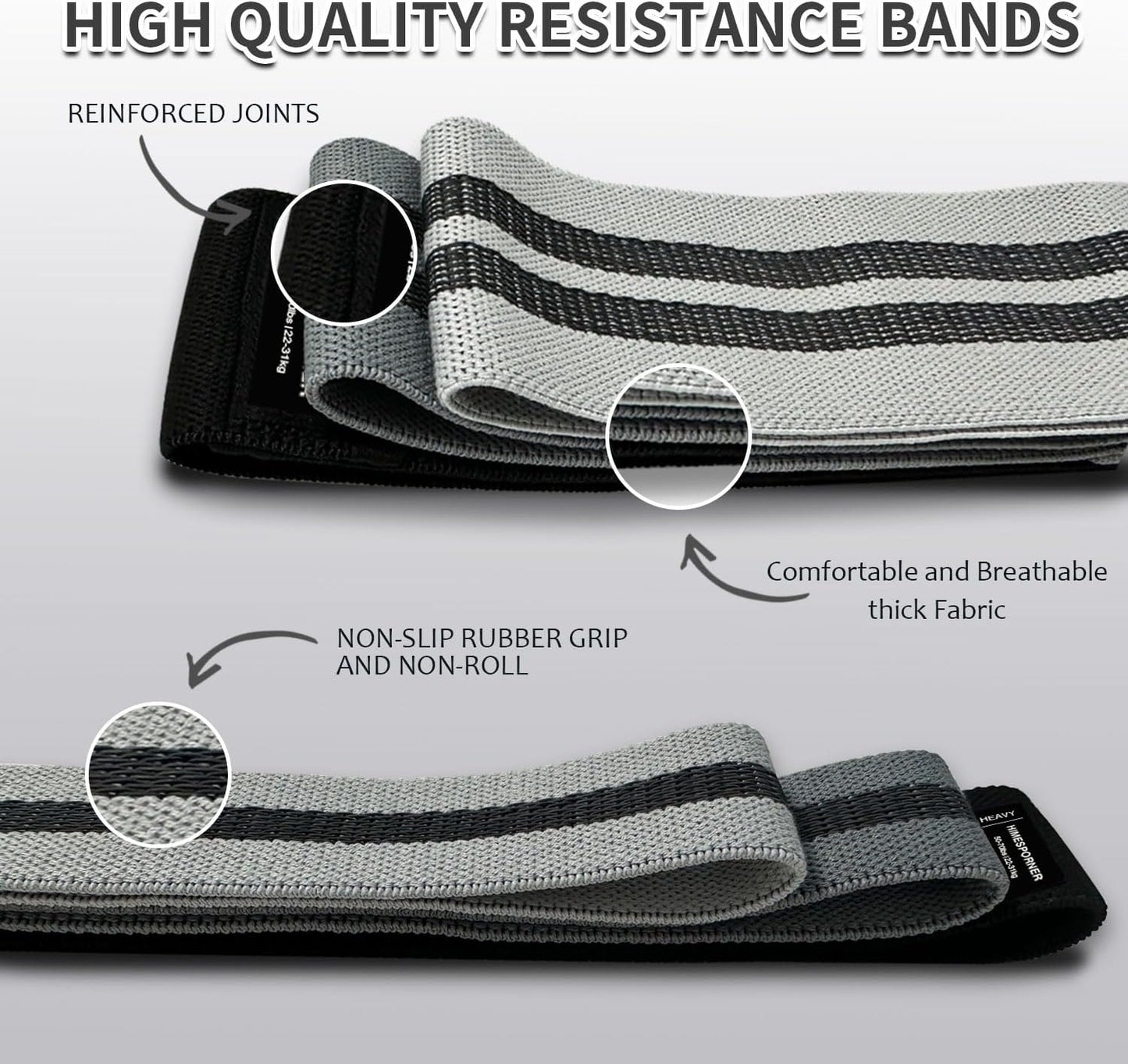 Wide Fabric Resistance Bands Set for Working Out, Non-Slip Exercise Booty Bands for Women & Men Leg and Glutes with Hair Ties and Tape Measure - for Home Gym Workout, Yoga, Pilates