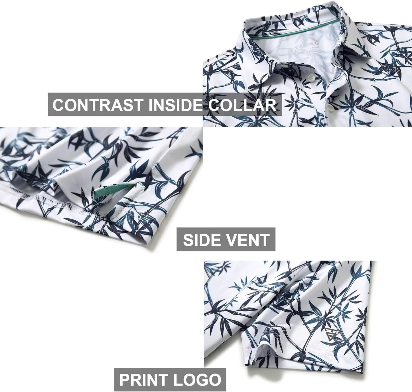 Men's Golf Polo Shirts Short Sleeve Striped Performance Moisture Wicking Dry Fit Golf Shirts for Men