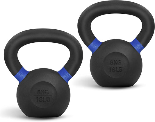 Yes4All Powder Coated Cast Iron Kettlebell Strength Training Kettlebells Weight Set for Full Body Workout, Home Gym