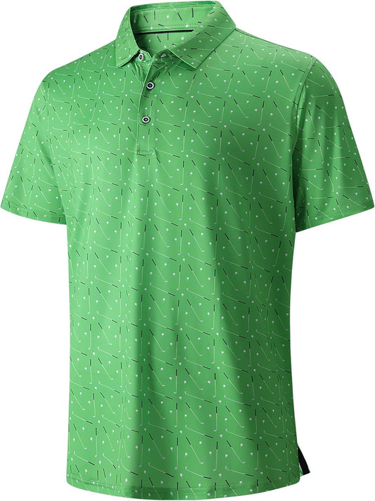 SAMERM Golf Shirts for Men Super Stretch Jacquard Dry Fit Golf Polo Moisture Wicking Short Sleeve Polo Shirts for Men